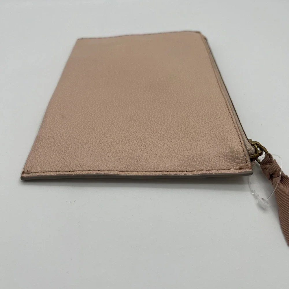 J.Crew Signet Large Leather‎ Pouch Wallet Cream Pink 8x6